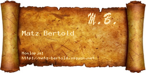 Matz Bertold névjegykártya